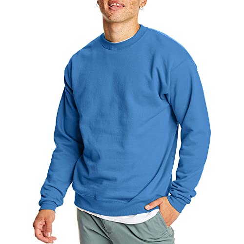 Hanes Men's Sweatshirt, EcoSmart Fleece Crewneck Sweatshirt, Cotton-Blend Fleece Sweatshirt, Plush Fleece Pullover Sweatshirt, Black, Large