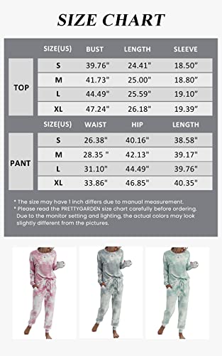 PRETTYGARDEN Women's Tie Dye Two Piece Tracksuit Set Long Sleeve Sweatshirt with Long Pants (Grey,X-Large)