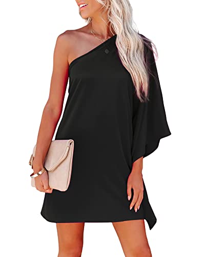 Jhsnjnr Women's One ShouldJhsnjnrer Dress Batwing Sleeve Mini Dress Elegant Sexy Party Club Dresses Army Green