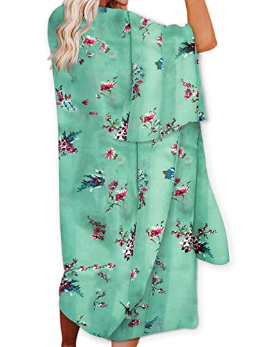 Jayscreate Women's Chiffon Kimono Cardigan Lightweight Batwing Summer Casual Sheer Swimsuit Up for Women Coverup Tops