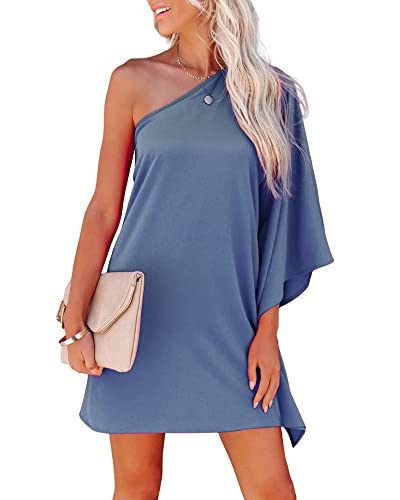 Jhsnjnr Women's One ShouldJhsnjnrer Dress Batwing Sleeve Mini Dress Elegant Sexy Party Club Dresses Army Green