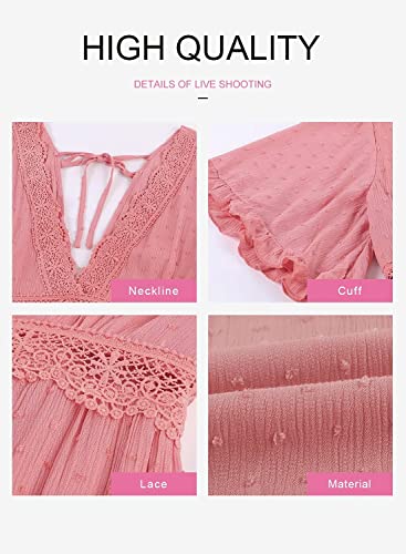 Dokotoo Women Dresses Cute Spring Boho Fall Casual Sexy Deep V Neck Ruffle Chiffon Lantern Long Sleeve Elegant Floral Printed Hawaiian Flowy Mini Short Skirt Dresses for Women Party 2022 X-Large