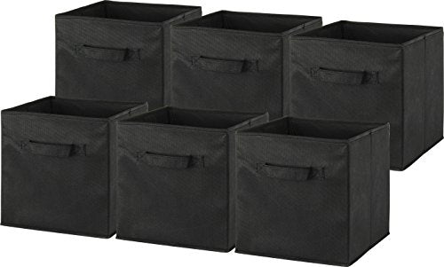 SimpleHouseware Storage Bin Cube Foldable Organizer, Grey - Pack of 6