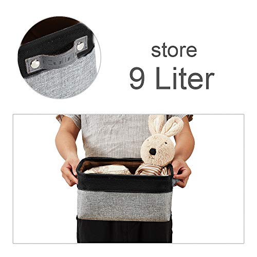 DECOMOMO Foldable Small Storage Bin | Rugged Canvas Fabric Basket Container W/ Leather Handles | Great for Organizing Closets, Offices, Nurseries and Homes (Grey and White, Small - 6 Pack)
