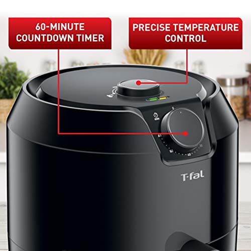 T-Fal Air Fryer, Friteuse, Easy Fry, Low Oil, Patented Basket System, 4.4Qt / 4.2L, EY201850, Black