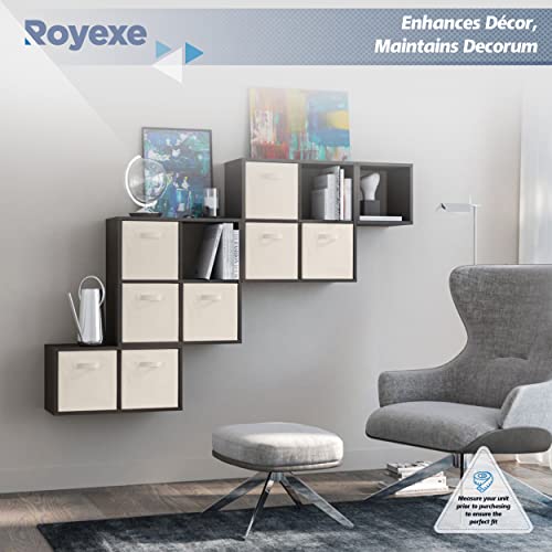 Storage Cubes - 11 Inch Cube Storage Bins (Set of 8). Fabric Cubby Organizer Baskets with Dual Handles | Foldable Closet Shelf Organization Boxes (White)