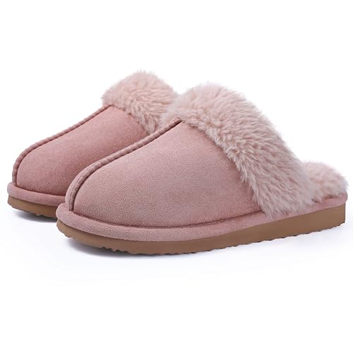 Litfun Women's Fuzzy Memory Foam Slippers Fluffy Winter House Shoes Indoor and Outdoor, Brown 7-7.5