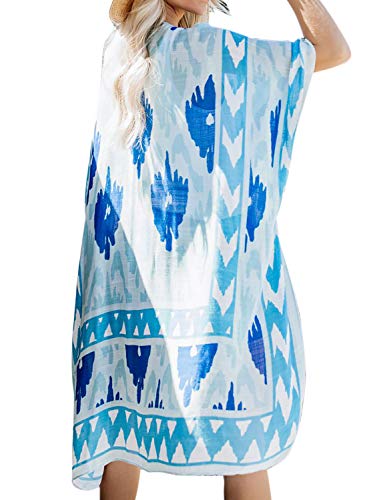 Jayscreate Women's Chiffon Kimono Cardigan Lightweight Batwing Summer Casual Sheer Swimsuit Up for Women Coverup Tops