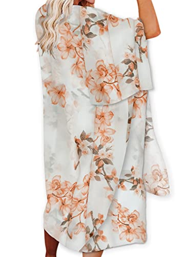Jayscreate Women's Chiffon Kimono Cardigan Lightweight Batwing Summer Casual Sheer Swimsuit Up for Women Coverup Tops