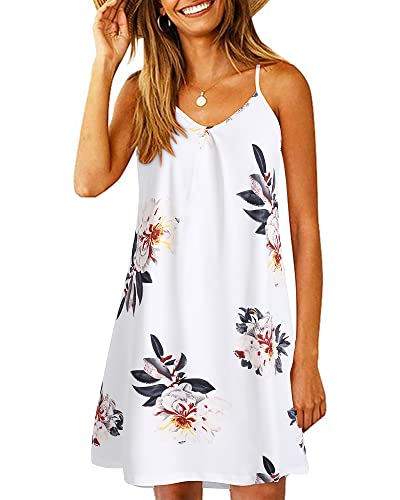 ULTRANICE Women's Summer Casual Spaghetti Straps Floral Swing Beach Dresses Mini Sun Dress