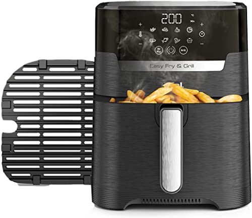 T-Fal Air Fryer, Friteuse, Easy Fry, Low Oil, Patented Basket System, 4.4Qt / 4.2L, EY201850, Black
