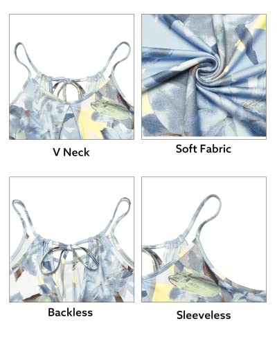 ULTRANICE Women's Summer Casual Spaghetti Straps Floral Swing Beach Dresses Mini Sun Dress