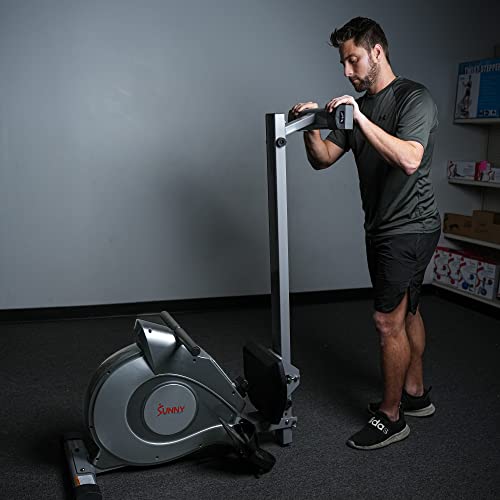 Sunny Health & Fitness Rowing Machine with Magnetic Resistance, LCD Monitor, 8-level Resistance, 1117 mm Step Length, 113 KG Max. Weight - SF-RW5515, Ergometer, Training Computer