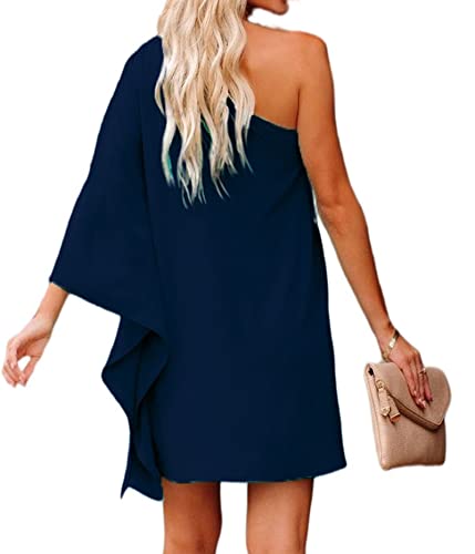 Jhsnjnr Women's One ShouldJhsnjnrer Dress Batwing Sleeve Mini Dress Elegant Sexy Party Club Dresses Army Green
