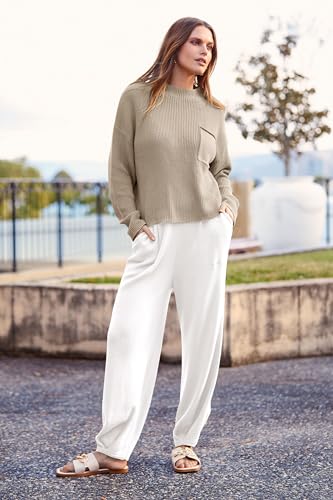 PRETTYGARDEN Women's 2 Piece Tracksuit Outfit Long Sleeve Pullover Top High Waisted Sweatpants with Pockets (Dark Green,Small)