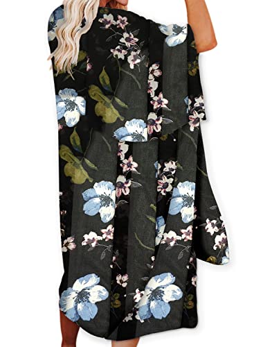 Jayscreate Women's Chiffon Kimono Cardigan Lightweight Batwing Summer Casual Sheer Swimsuit Up for Women Coverup Tops