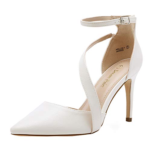 DREAM PAIRS Women's Silver Glitter High Heel Pointed Toe Stiletto Ankle Strap Dress Pumps Shoes Size 5 M US Hollyn-1