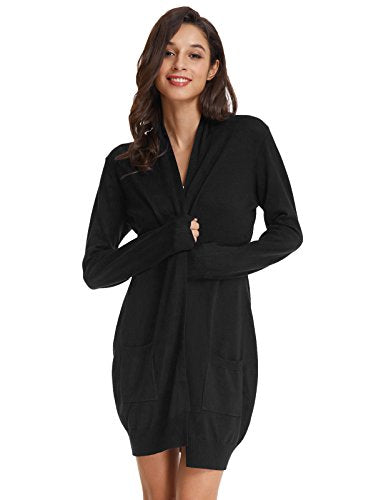 GRACE KARIN Women's Cardigan Sweater Color Block Long Sleeve Casual Long Sleeve Argyle Black S