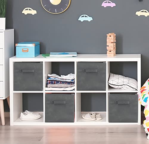 SimpleHouseware Storage Bin Cube Foldable Organizer, Grey - Pack of 6