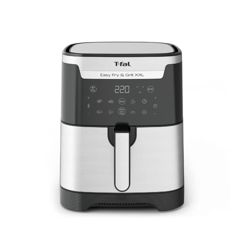 T-Fal Air Fryer, Friteuse, Easy Fry, Low Oil, Patented Basket System, 4.4Qt / 4.2L, EY201850, Black