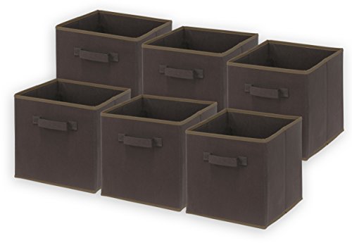 SimpleHouseware Storage Bin Cube Foldable Organizer, Grey - Pack of 6