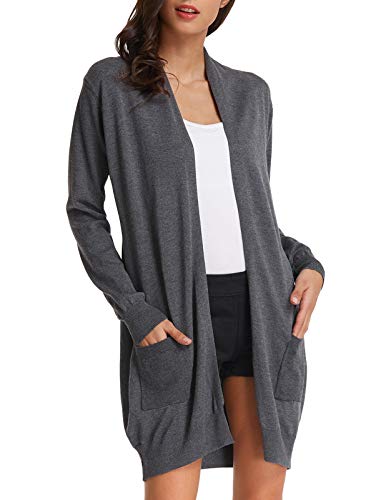 GRACE KARIN Women's Cardigan Sweater Color Block Long Sleeve Casual Long Sleeve Argyle Black S
