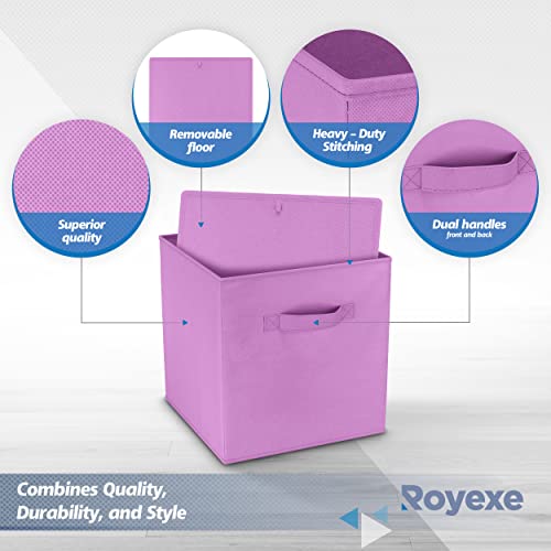 Storage Cubes - 11 Inch Cube Storage Bins (Set of 8). Fabric Cubby Organizer Baskets with Dual Handles | Foldable Closet Shelf Organization Boxes (White)