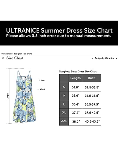 ULTRANICE Women's Summer Casual Spaghetti Straps Floral Swing Beach Dresses Mini Sun Dress