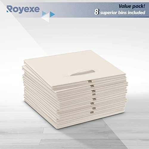 Storage Cubes - 11 Inch Cube Storage Bins (Set of 8). Fabric Cubby Organizer Baskets with Dual Handles | Foldable Closet Shelf Organization Boxes (White)