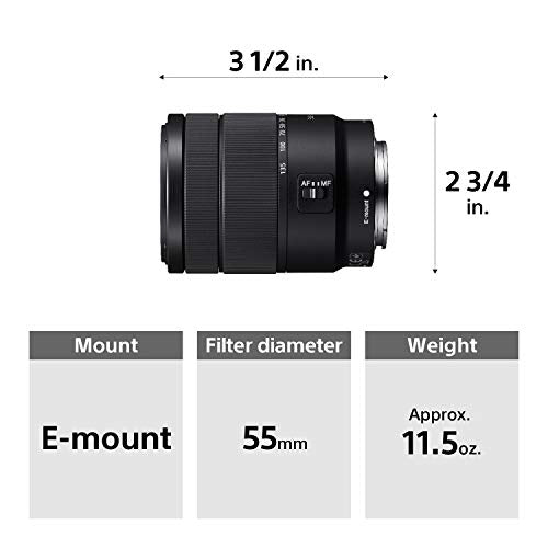 Sony SEL18135 18-135mm F3.5-5.6 OSS APS-C E-mount Zoom Lens, Black