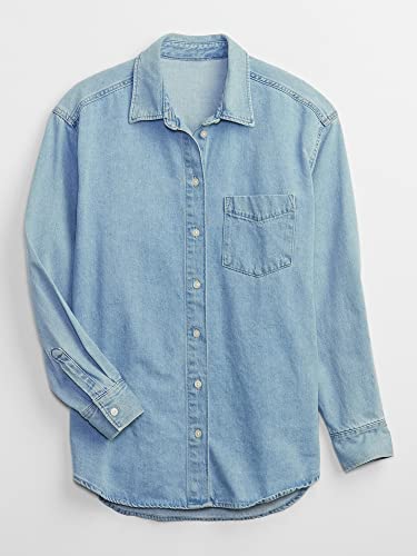 Gap Women's Big Shirt, Light Wash, X-Large