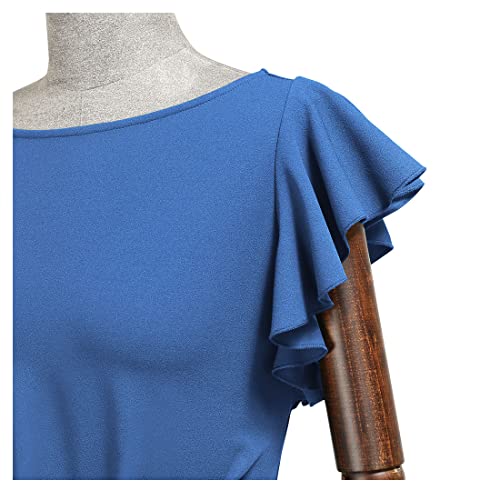 AISIZE Women's Pinup Vintage Ruffle Sleeves Cocktail Party Pencil Dress Small Pink