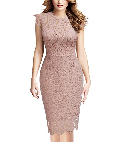 Miusol Women's Retro Floral Lace Slim Evening Cocktail Mini Dress (Small, Navy Blue)