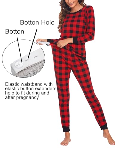 Ekouaer Maternity Clothes Winter Nursing PJS Thermal Underwear Set for Women Stirped Winter Warm Maternity & Nursing Pjs (Light Gray M)