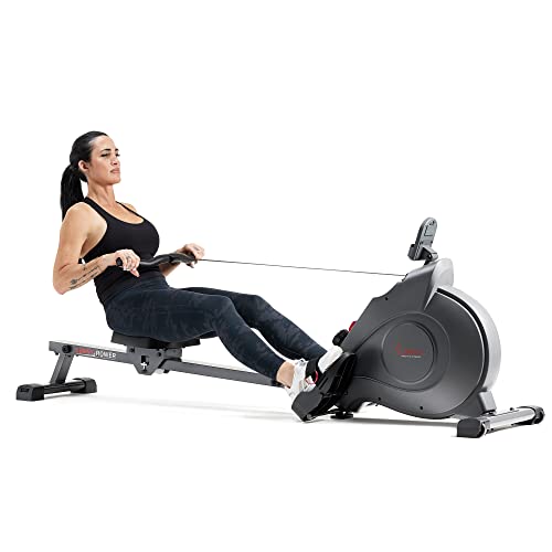 Sunny Health & Fitness Rowing Machine with Magnetic Resistance, LCD Monitor, 8-level Resistance, 1117 mm Step Length, 113 KG Max. Weight - SF-RW5515, Ergometer, Training Computer