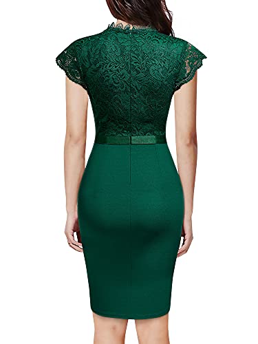 Miusol Women's Retro Floral Lace Ruffle Style Cocktail Mini Dress