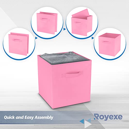 Storage Cubes - 11 Inch Cube Storage Bins (Set of 8). Fabric Cubby Organizer Baskets with Dual Handles | Foldable Closet Shelf Organization Boxes (White)