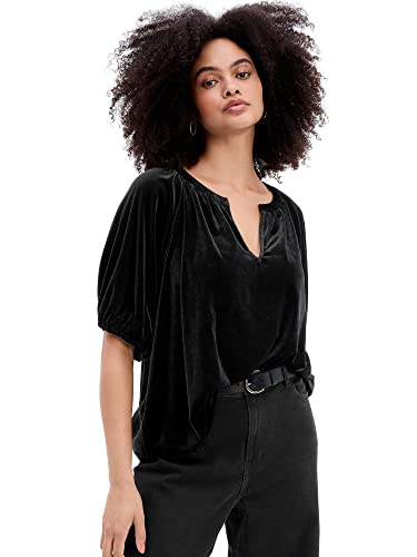 GAP Women's Short Puff Sleeve Top Blouse Shirt