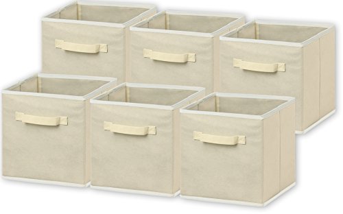 SimpleHouseware Storage Bin Cube Foldable Organizer, Grey - Pack of 6