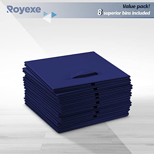 Storage Cubes - 11 Inch Cube Storage Bins (Set of 8). Fabric Cubby Organizer Baskets with Dual Handles | Foldable Closet Shelf Organization Boxes (White)