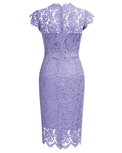 Miusol Women's Retro Floral Lace Slim Evening Cocktail Mini Dress (Small, Navy Blue)