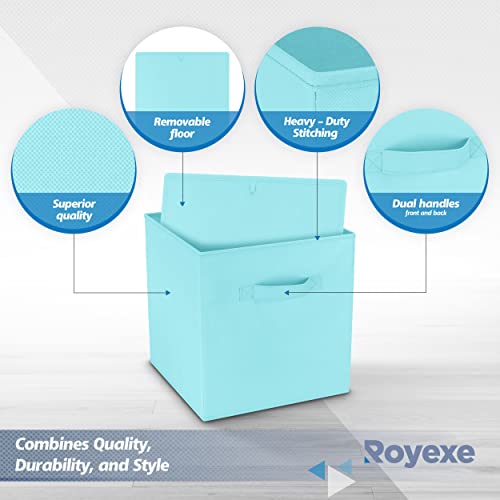 Storage Cubes - 11 Inch Cube Storage Bins (Set of 8). Fabric Cubby Organizer Baskets with Dual Handles | Foldable Closet Shelf Organization Boxes (White)