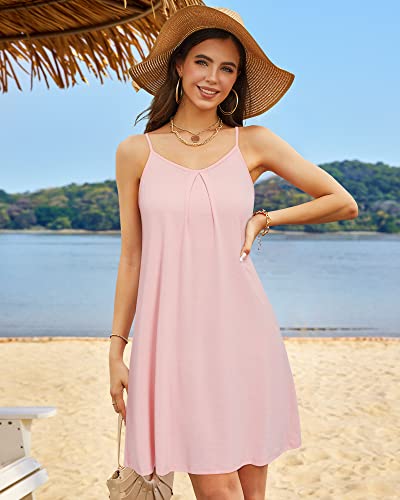 ULTRANICE Women's Summer Casual Spaghetti Straps Floral Swing Beach Dresses Mini Sun Dress