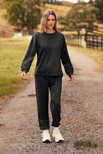 PRETTYGARDEN Women's Tie Dye Two Piece Tracksuit Set Long Sleeve Sweatshirt with Long Pants (Grey,X-Large)