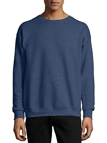 Hanes Men's Sweatshirt, EcoSmart Fleece Crewneck Sweatshirt, Cotton-Blend Fleece Sweatshirt, Plush Fleece Pullover Sweatshirt, Black, Large