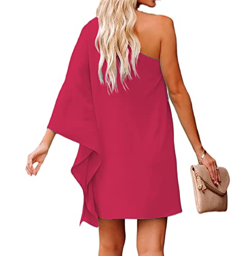 Jhsnjnr Women's One ShouldJhsnjnrer Dress Batwing Sleeve Mini Dress Elegant Sexy Party Club Dresses Army Green