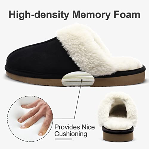 Litfun Women's Fuzzy Memory Foam Slippers Fluffy Winter House Shoes Indoor and Outdoor, Brown 7-7.5