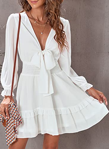 AILUNSNIKA Women's Knotted Tiered Mini Dress