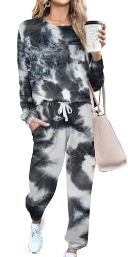 RUBZOOF Womens Loungewear Set Fall Tracksuit Drawstring Sweatpants Workout Sets Two Piece Black 3XL