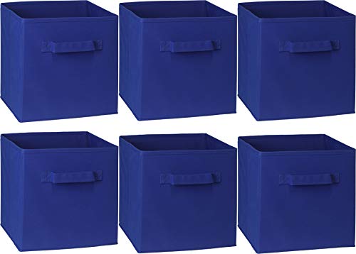 SimpleHouseware Storage Bin Cube Foldable Organizer, Grey - Pack of 6